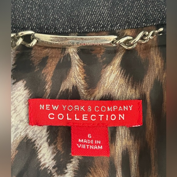 NEW YORK & Company Collection Demin Trench Coat Long Jacket Size 6 - Picture 10 of 13